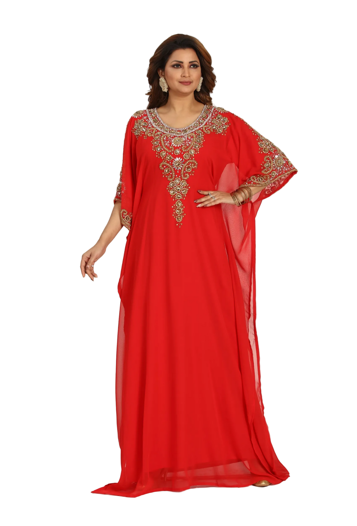 Women Dress Long Gown Party Wedding Arabic Kaftan Zari Work Dress AL1004