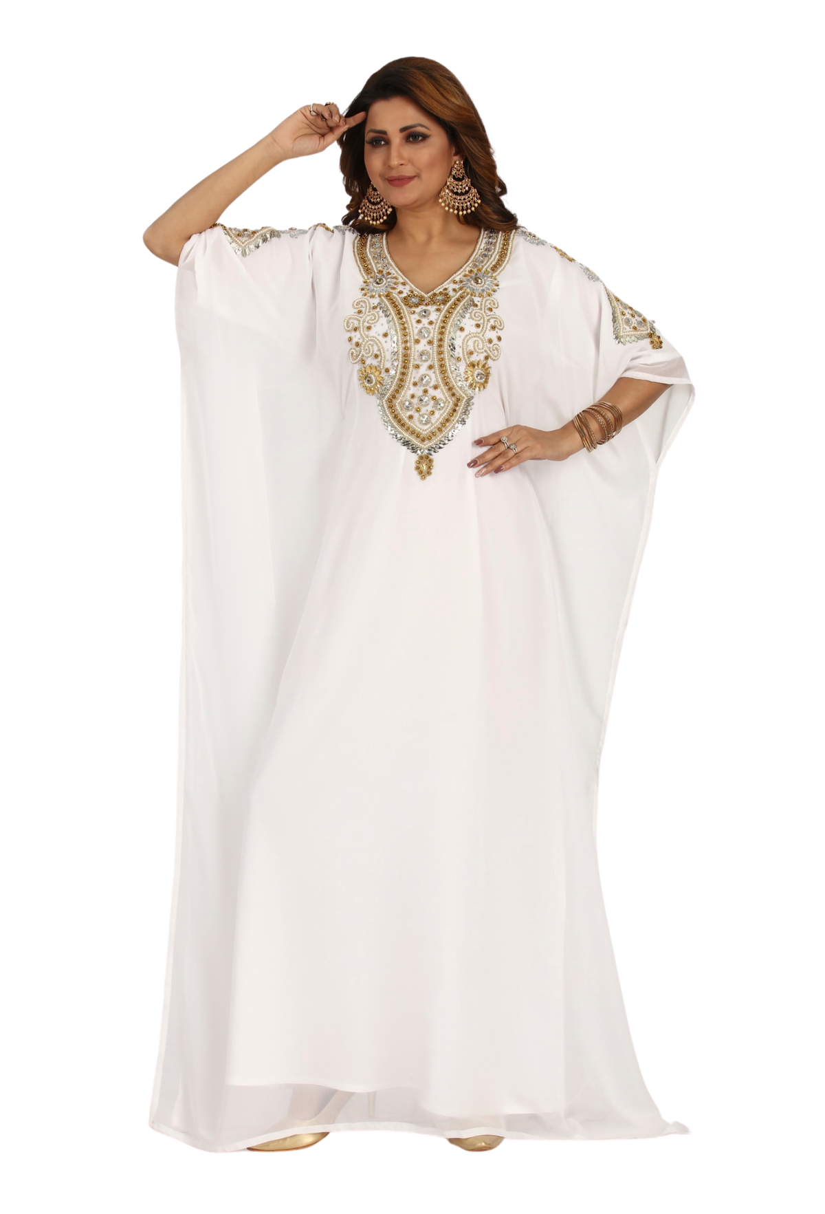 Women Dress Long Gown Party Wedding Arabic Kaftan Zari Work Dress AL1001