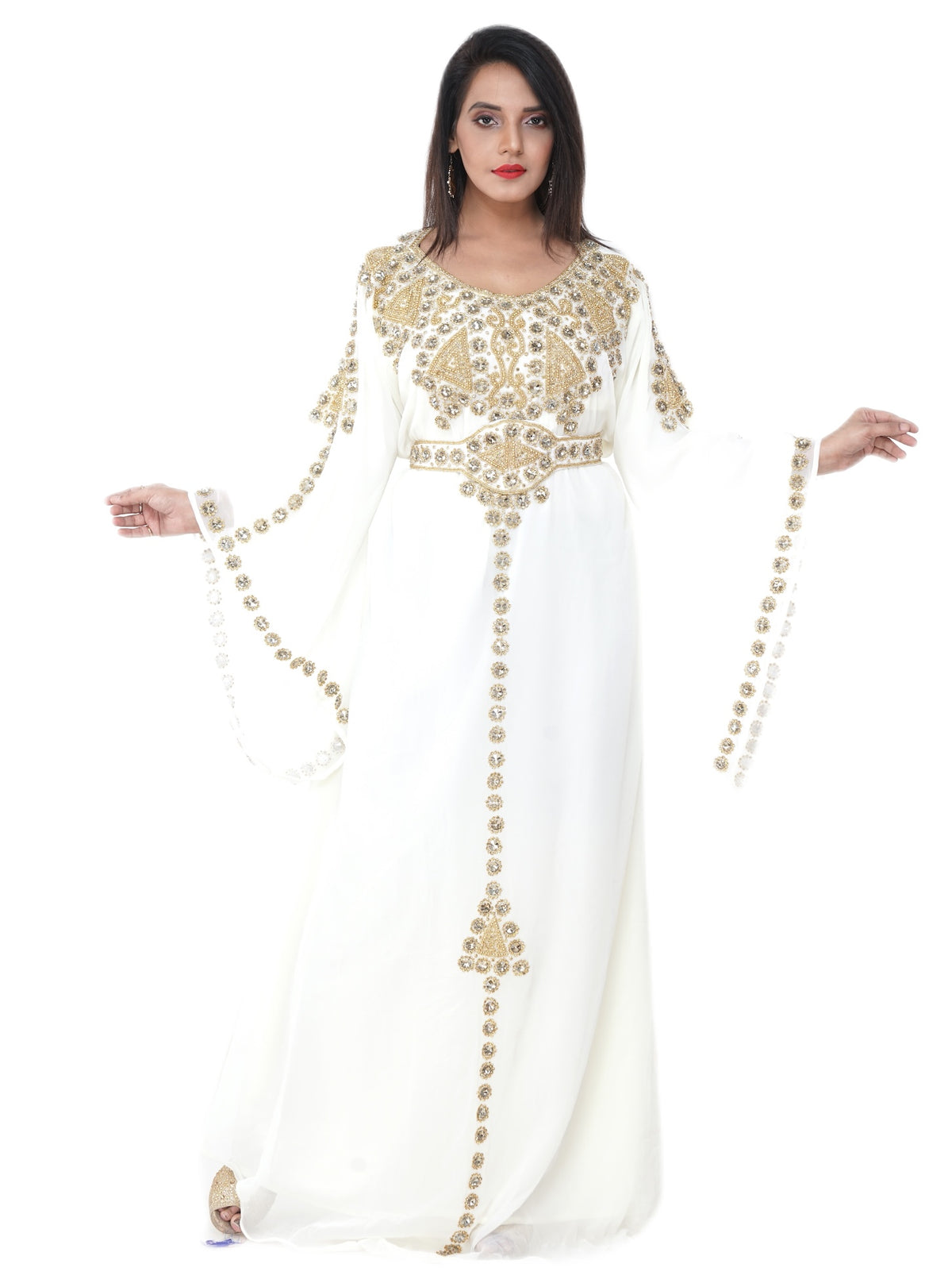 Women Dress Long Gown Party Wedding Arabic Kaftan Zari Work Dress AL1018