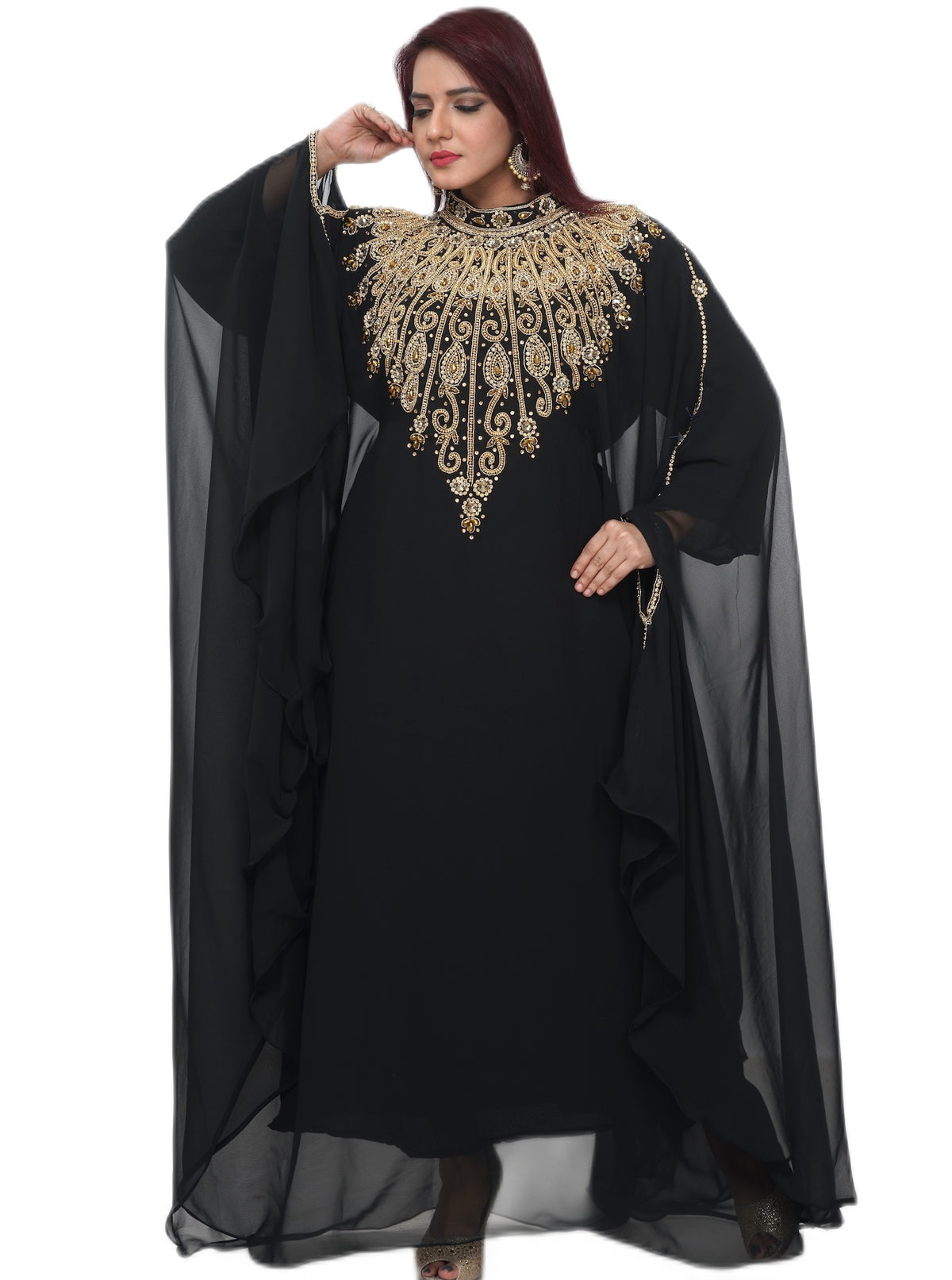 Women Dress Long Gown Party Wedding Arabic Kaftan Zari Work Dress AL10121