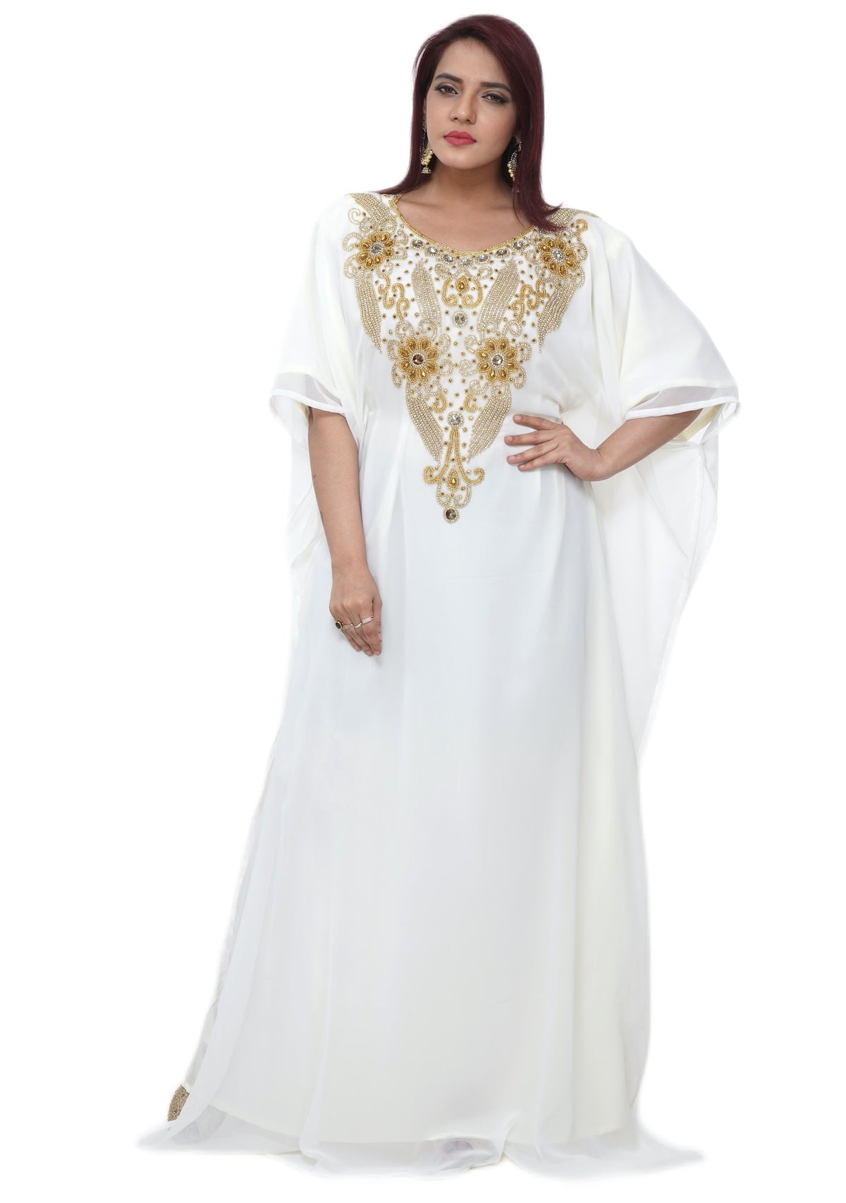 Women Dress Long Gown Party Wedding Arabic Kaftan Zari Work Dress AL10122