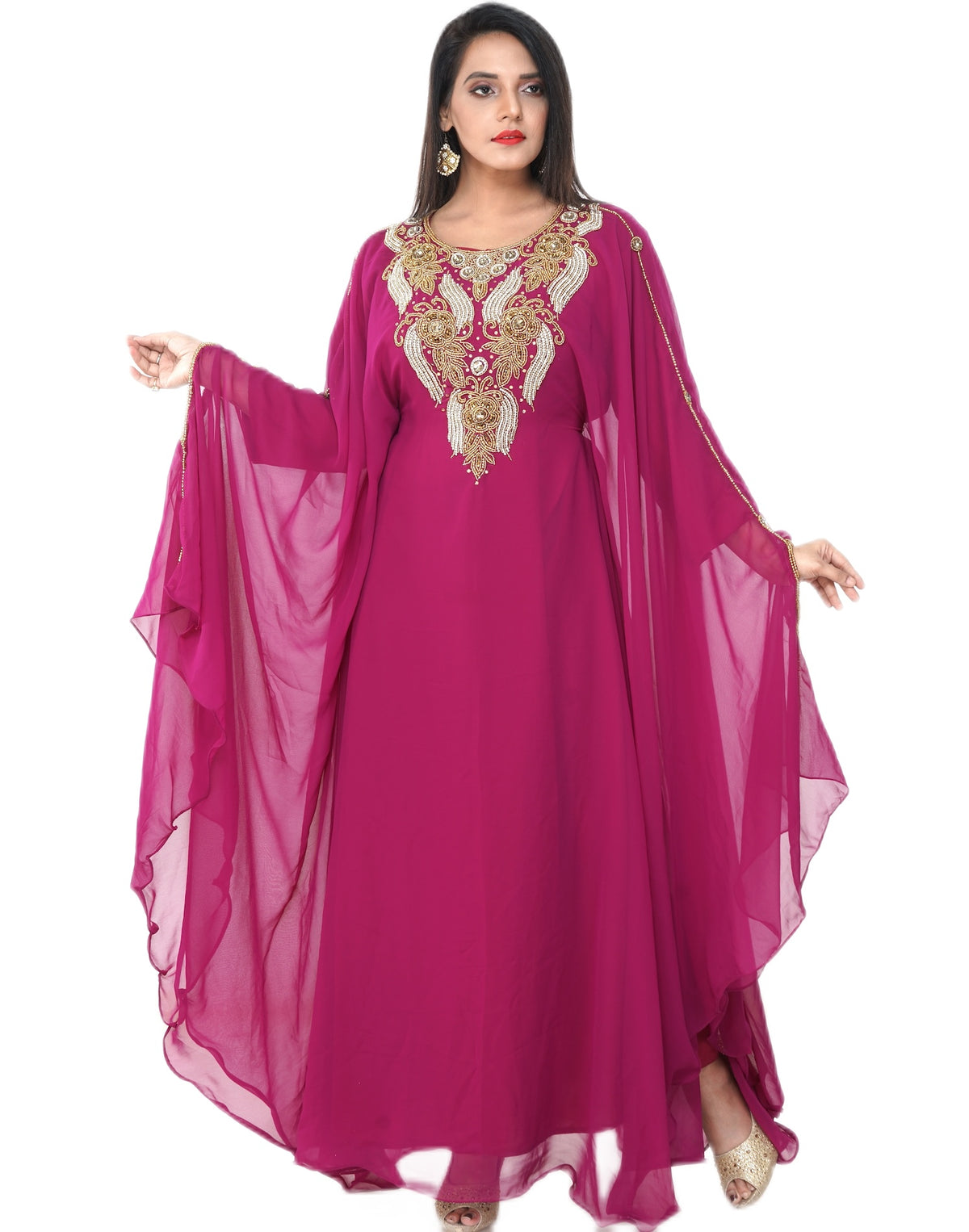 Women Dress Long Gown Party Wedding Arabic Kaftan Zari Work Dress AL1027