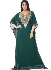 Women Dress Long Gown Party Wedding Arabic Kaftan Zari Work Dress AL1032