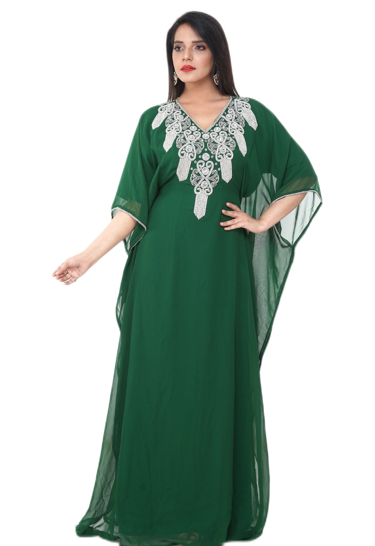 Women Dress Long Gown Party Wedding Arabic Kaftan Zari Work Dress AL1034