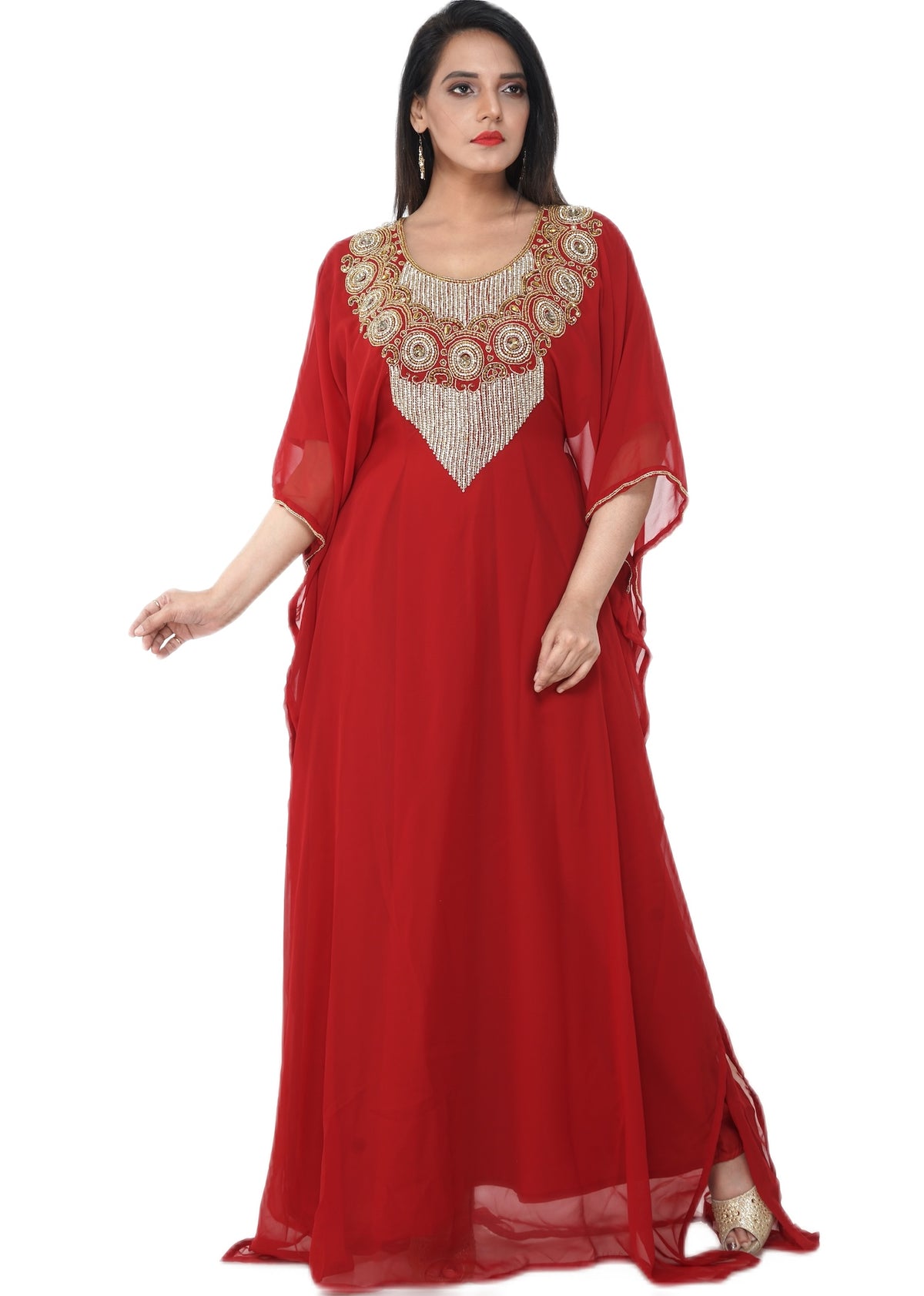 Women Dress Long Gown Party Wedding Arabic Kaftan Zari Work Dress AL1037