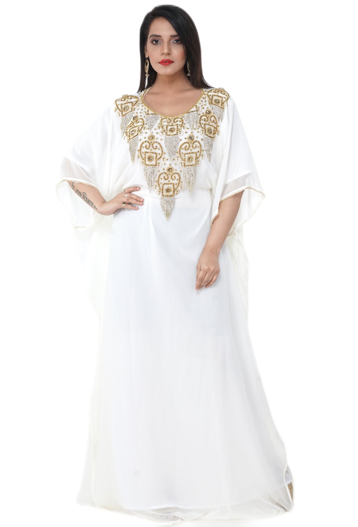 Women Dress Long Gown Party Wedding Arabic Kaftan Zari Work Dress AL1039