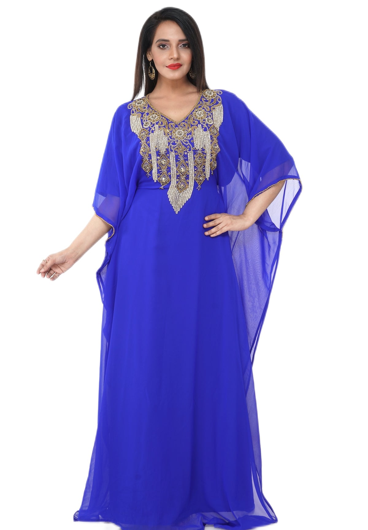 Women Dress Long Gown Party Wedding Arabic Kaftan Zari Work Dress AL1042