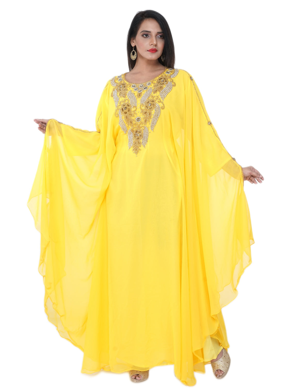Women Dress Long Gown Party Wedding Arabic Kaftan Zari Work Dress AL1046