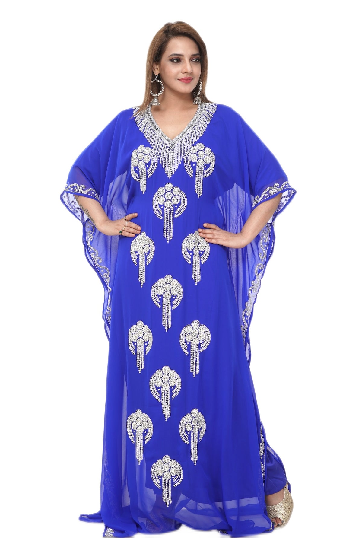 Women Dress Long Gown Party Wedding Arabic Kaftan Zari Work Dress AL1049