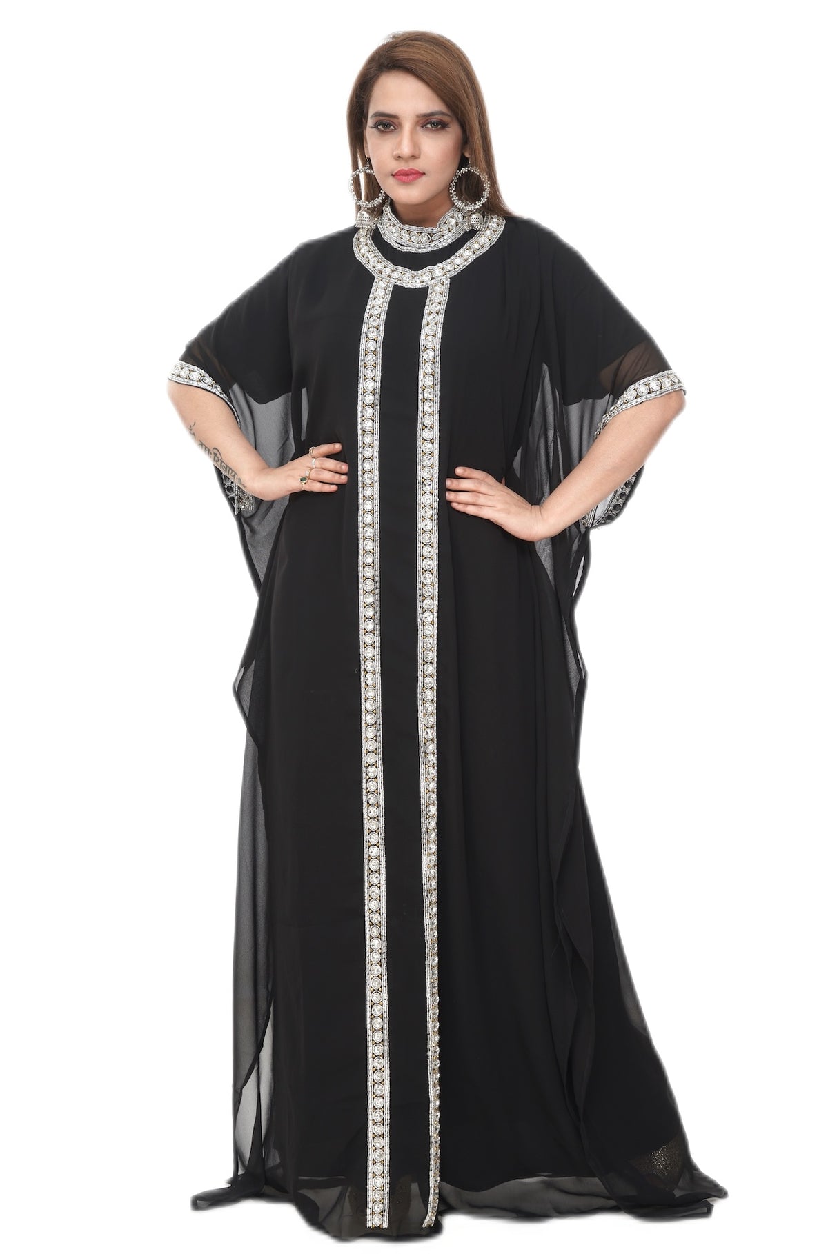 Women Dress Long Gown Party Wedding Arabic Kaftan Zari Work Dress AL1050
