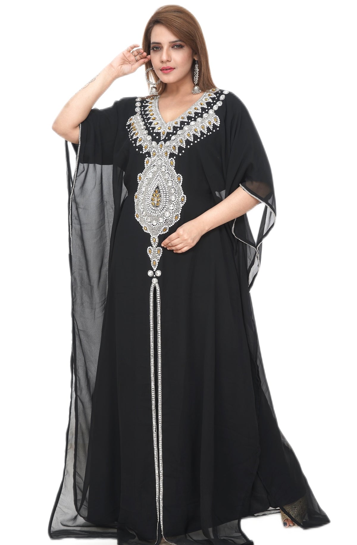 Women Dress Long Gown Party Wedding Arabic Kaftan Zari Work Dress AL1051