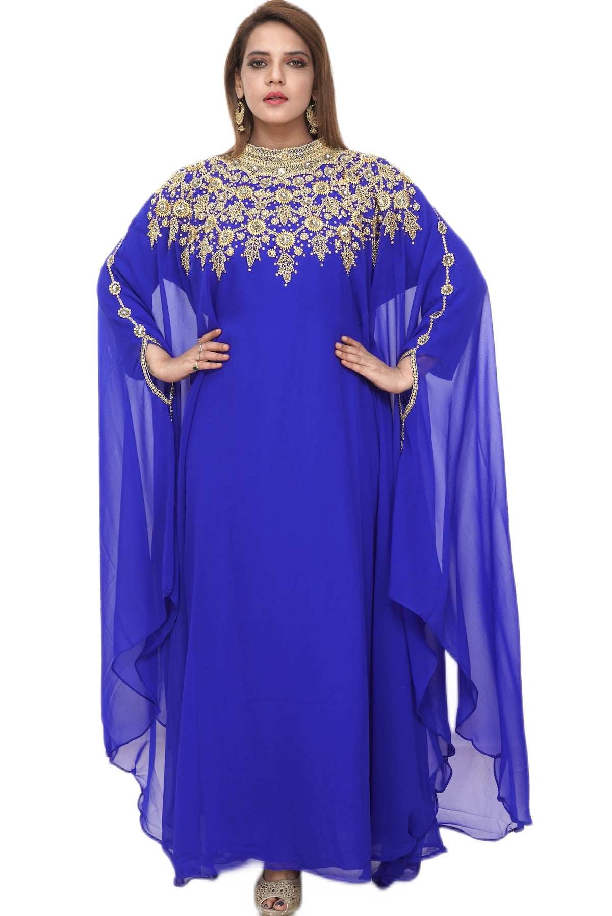 Women Dress Long Gown Party Wedding Arabic Kaftan Zari Work Dress AL1058