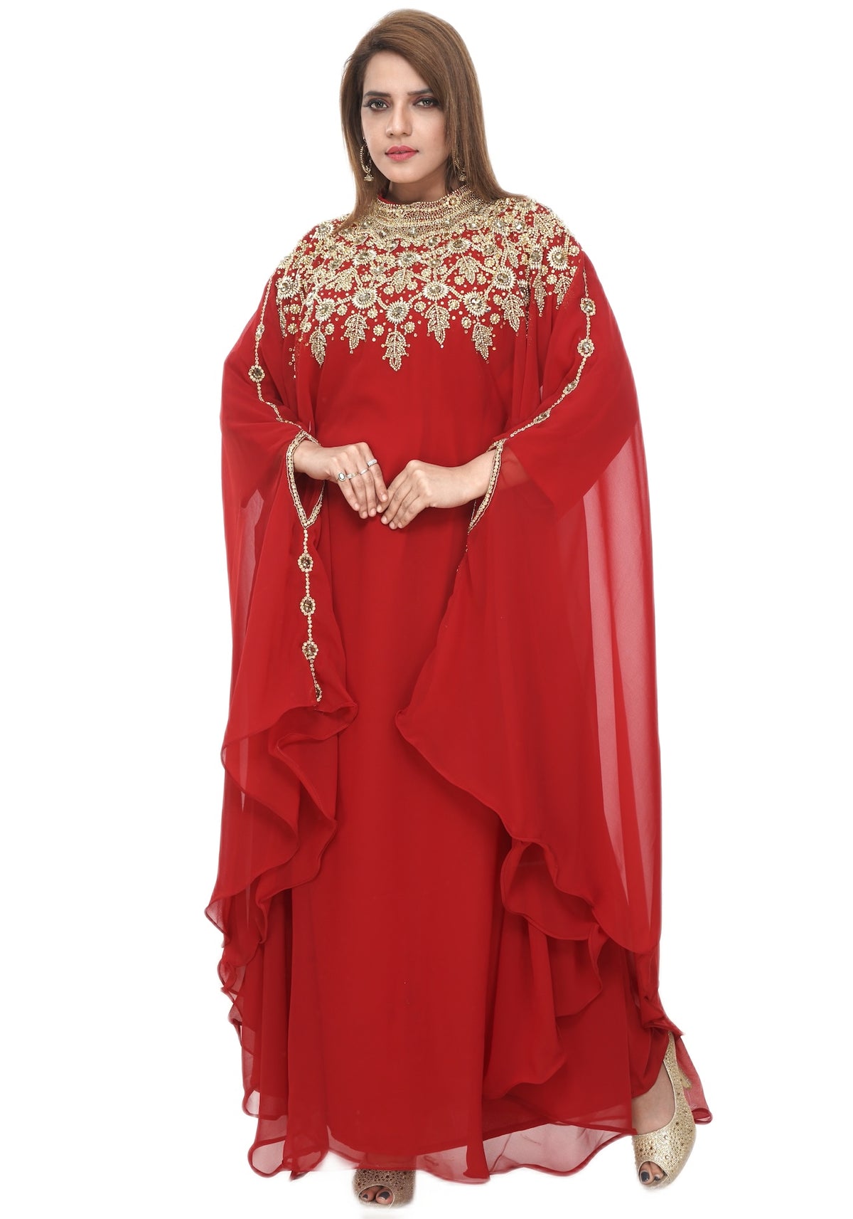 Women Dress Long Gown Party Wedding Arabic Kaftan Zari Work Dress AL1057