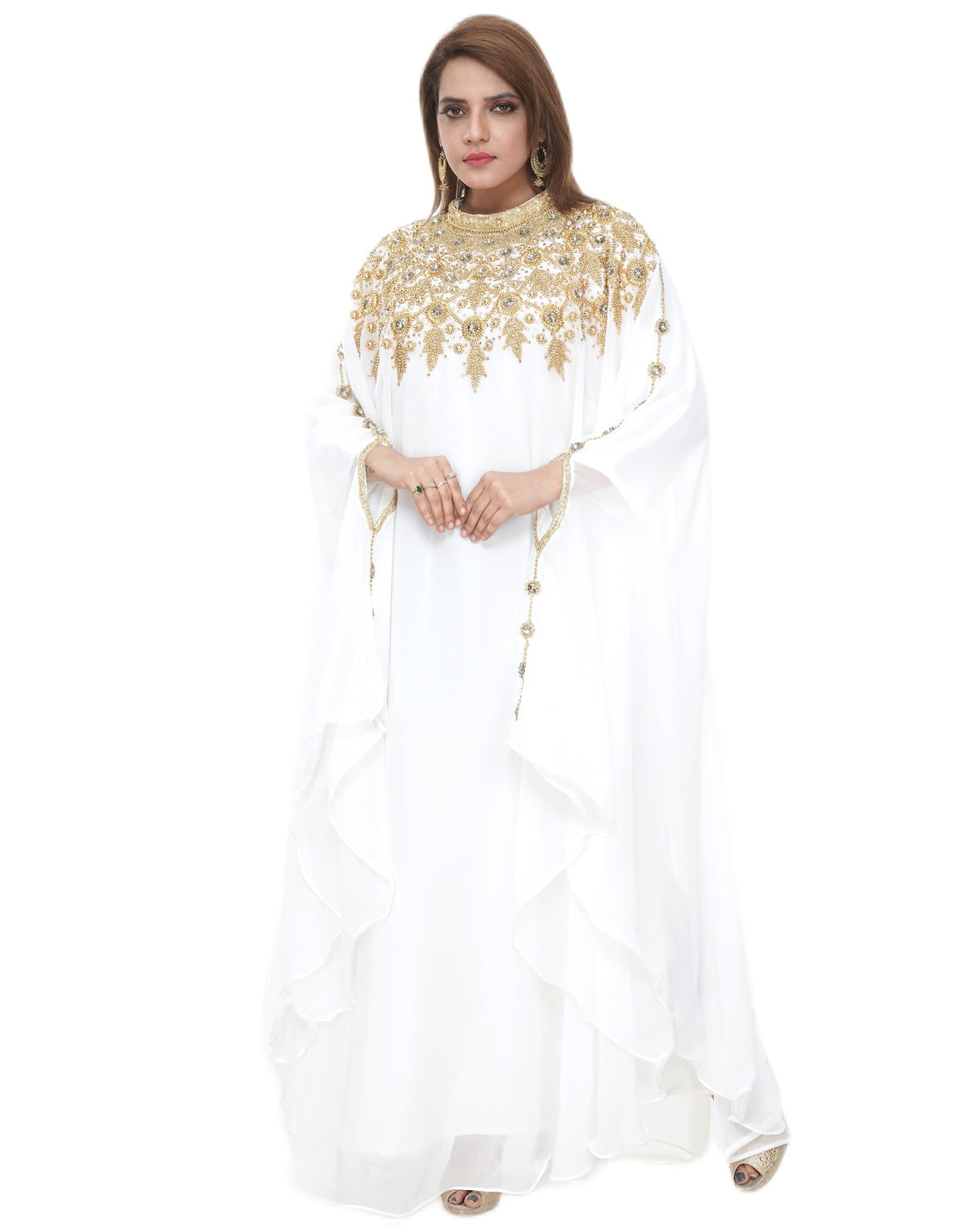Women Dress Long Gown Party Wedding Arabic Kaftan Zari Work Dress AL1055