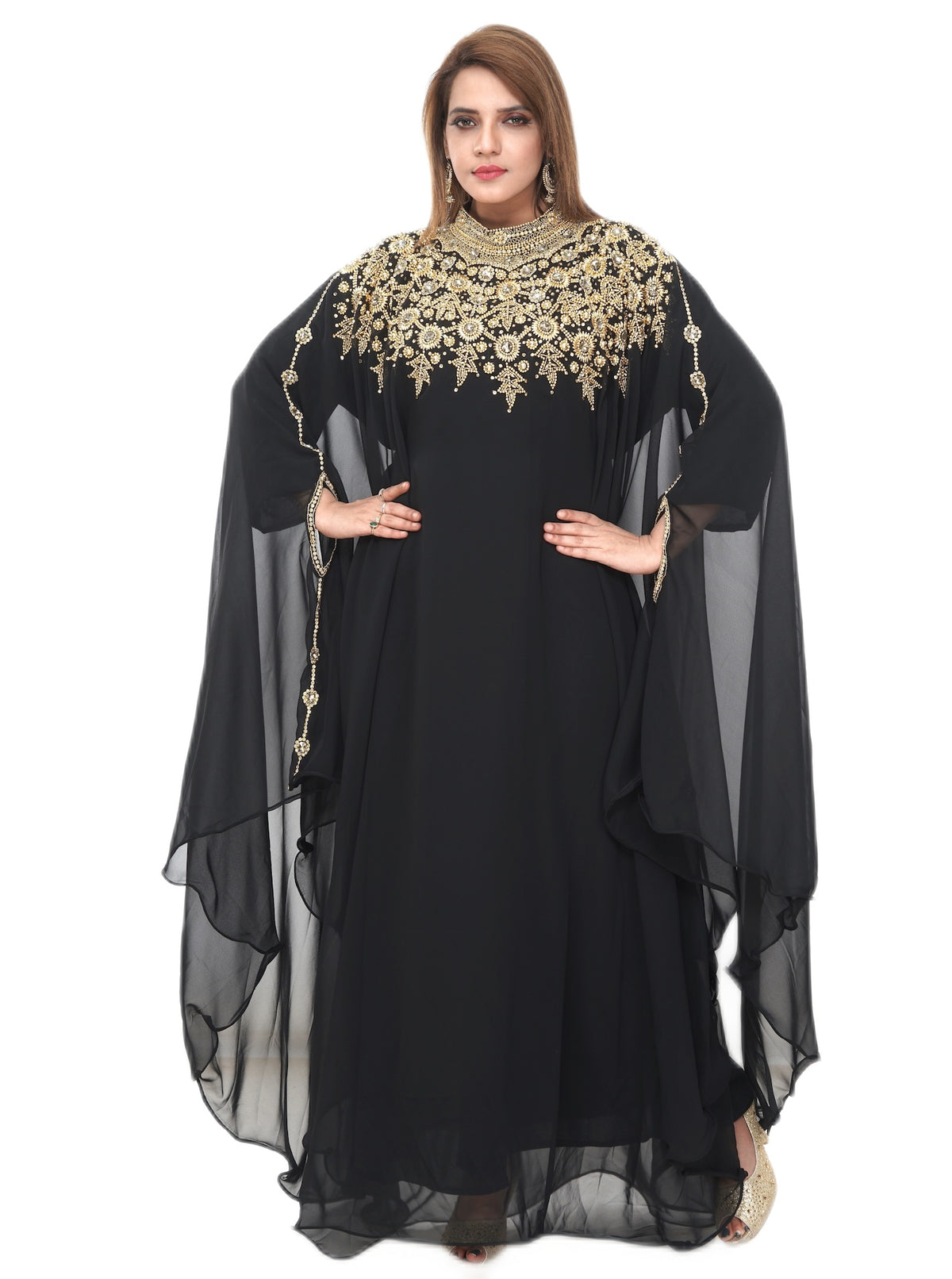 Women Dress Long Gown Party Wedding Arabic Kaftan Zari Work Dress AL1054