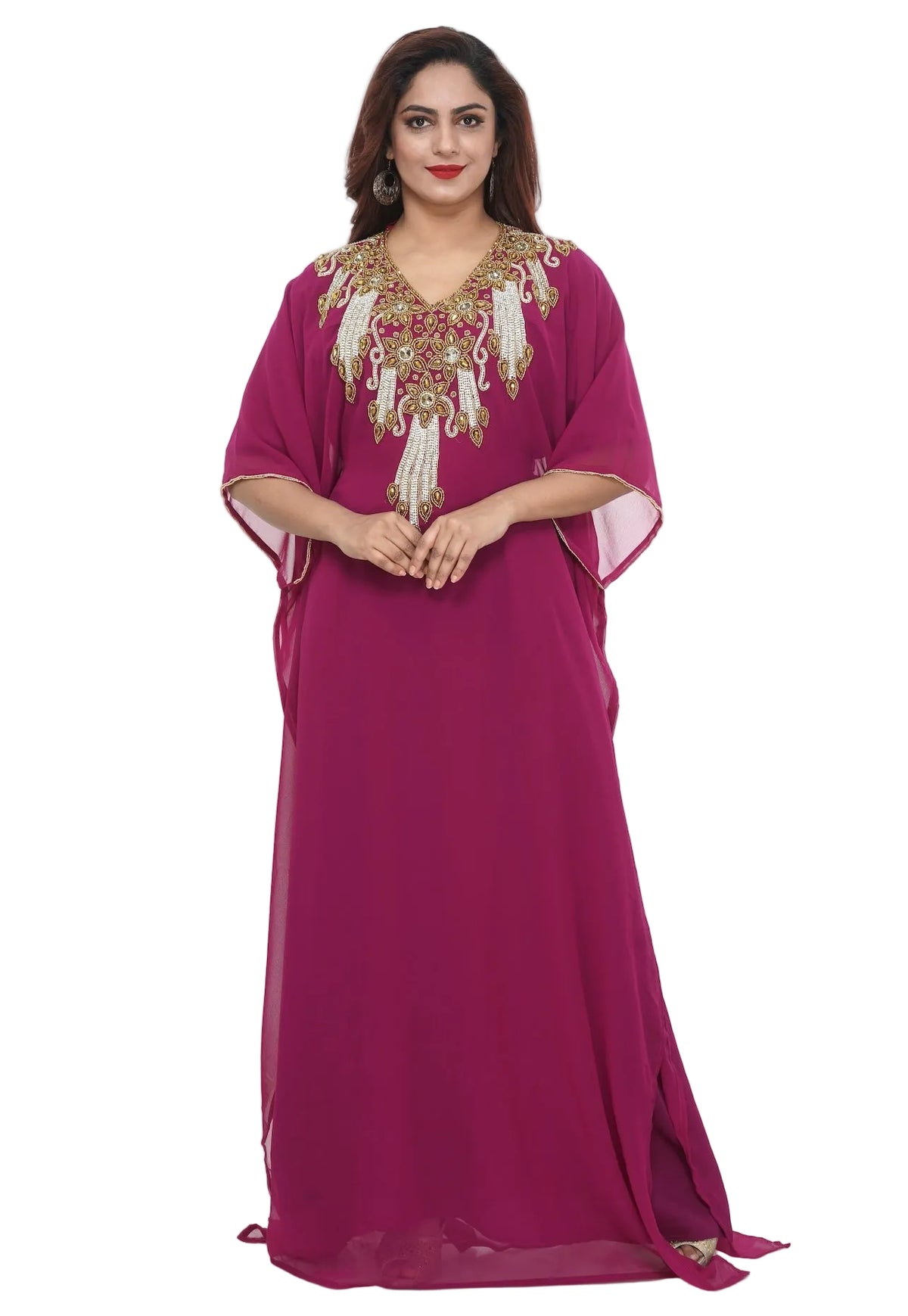 Women Dress Long Gown Party Wedding Arabic Kaftan Zari Work Dress AL1053